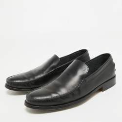 Pre Owned Tod's Black Leather Slip On Loafers Size 44