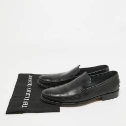 Pre Owned Tod's Black Leather Slip On Loafers Size 44