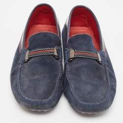 Tod's for Ferrari Navy Blue Suede Slip On Loafers Size 40.5