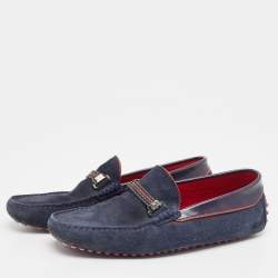 Tod's for Ferrari Navy Blue Suede Slip On Loafers Size 40.5