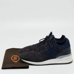 Pre Owned Tod's Blue Nubuck Leather and Fabric Perforated Lace Up Sneakers Size 41