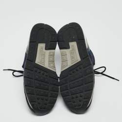 Pre Owned Tod's Blue Nubuck Leather and Fabric Perforated Lace Up Sneakers Size 41