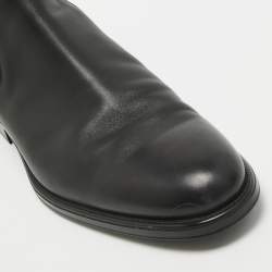 Pre Owned Tod's Black Leather Ankle Length Boots Size 45