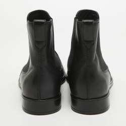 Pre Owned Tod's Black Leather Ankle Length Boots Size 45