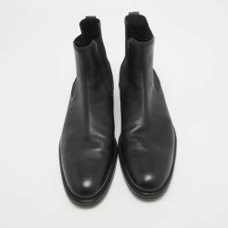 Pre Owned Tod's Black Leather Ankle Length Boots Size 45