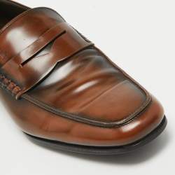 Pre Owned Tod's Brown Leather Driver Loafers Size 44