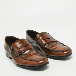 Pre Owned Tod's Brown Leather Driver Loafers Size 44
