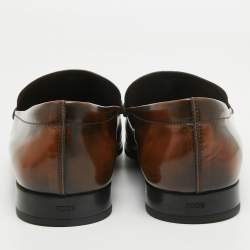 Pre Owned Tod's Brown Leather Driver Loafers Size 44