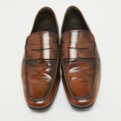 Pre Owned Tod's Brown Leather Driver Loafers Size 44