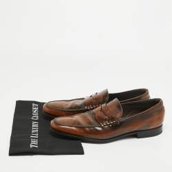 Pre Owned Tod's Brown Leather Driver Loafers Size 44