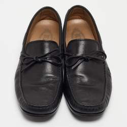 Pre Owned Tod's Black Leather Slip On Loafers Size 41.5 
