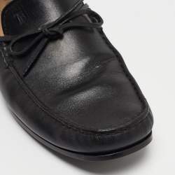 Pre Owned Tod's Black Leather Slip On Loafers Size 41.5 