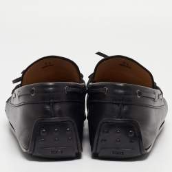 Pre Owned Tod's Black Leather Slip On Loafers Size 41.5 