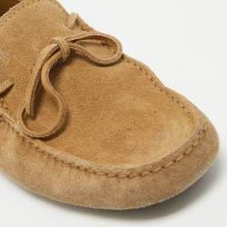 Tod's Light Brown Suede Braided Bow Loafers Size 42.5