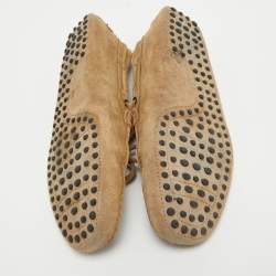 Tod's Light Brown Suede Braided Bow Loafers Size 42.5