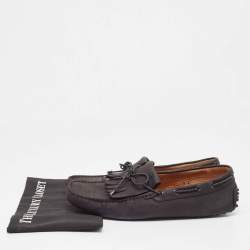 Tod's Black Nubuck Leather Gommino Slip On loafers Size 43