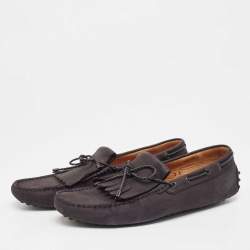 Tod's Black Nubuck Leather Gommino Slip On loafers Size 43