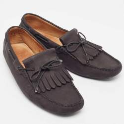 Tod's Black Nubuck Leather Gommino Slip On loafers Size 43