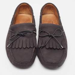 Tod's Black Nubuck Leather Gommino Slip On loafers Size 43