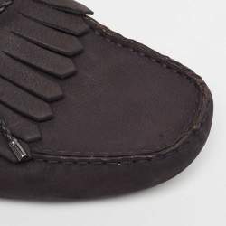 Tod's Black Nubuck Leather Gommino Slip On loafers Size 43
