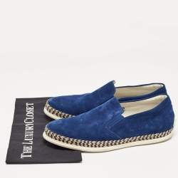 Tod's Blue Suede Slip On Sneakers Size 41.5
