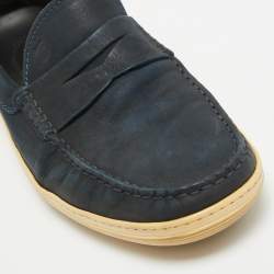 Tod's Blue Nubuck Leather Penny Slip On Loafers Size 41.5