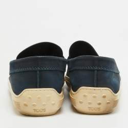 Tod's Blue Nubuck Leather Penny Slip On Loafers Size 41.5
