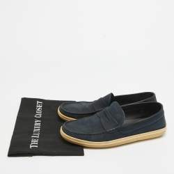 Tod's Blue Nubuck Leather Penny Slip On Loafers Size 41.5