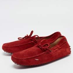 Tod's Red Suede Slip On Loafers Size 39.5