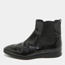 Black patent brogue chelsea boots hotsell