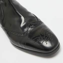 Tod's Black Patent Leather Brogue Chelsea Boots Size 40