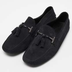 Tod's Navy Blue Suede Slip On Loafers Size 41.5