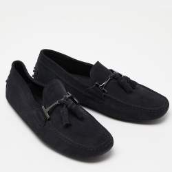 Tod's Navy Blue Suede Slip On Loafers Size 41.5