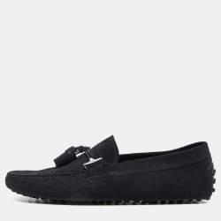 Tod's Navy Blue Suede Slip On Loafers Size 41.5