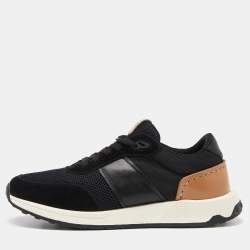 Tod's Black/Tan Leather and Mesh Lace Up Sneakers Size 45.5