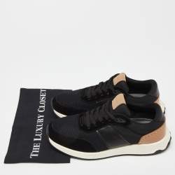 Tod's Black/Tan Leather and Mesh Lace Up Sneakers Size 45.5