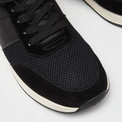 Tod's Black/Tan Leather and Mesh Lace Up Sneakers Size 45.5