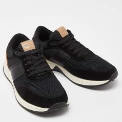 Tod's Black/Tan Leather and Mesh Lace Up Sneakers Size 45.5