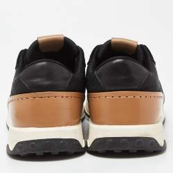 Tod's Black/Tan Leather and Mesh Lace Up Sneakers Size 45.5