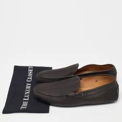 Pre Owned Tod's Grey Embossed Leather Slip On Loafers Size 44