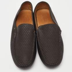 Pre Owned Tod's Grey Embossed Leather Slip On Loafers Size 44