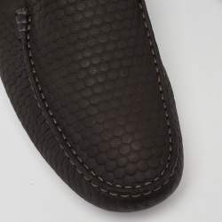 Pre Owned Tod's Grey Embossed Leather Slip On Loafers Size 44