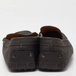 Pre Owned Tod's Grey Embossed Leather Slip On Loafers Size 44