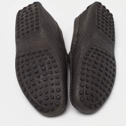 Pre Owned Tod's Grey Embossed Leather Slip On Loafers Size 44