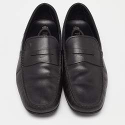 Pre Owned حذاء لوفرز تودز جلد أسود سليب أون سير بيني مقاس 45