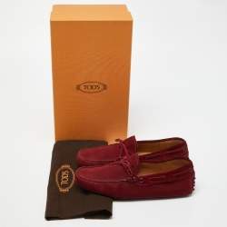 Pre Owned Tod's Red Suede Gommino Slip On Loafers Size 41