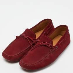 Pre Owned Tod's Red Suede Gommino Slip On Loafers Size 41