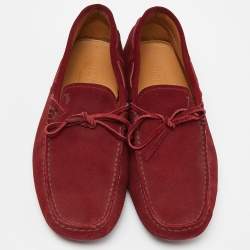 Pre Owned Tod's Red Suede Gommino Slip On Loafers Size 41