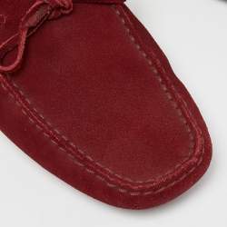 Pre Owned Tod's Red Suede Gommino Slip On Loafers Size 41