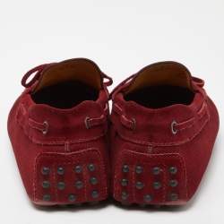 Pre Owned Tod's Red Suede Gommino Slip On Loafers Size 41